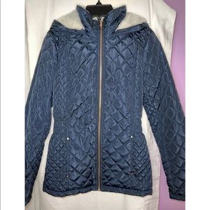 Ci Sono Navy Quilted Sherpa Jacket